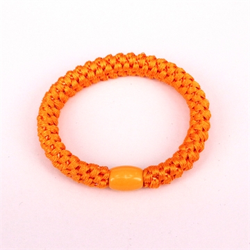 Flettet hårelastik i orange med en perle